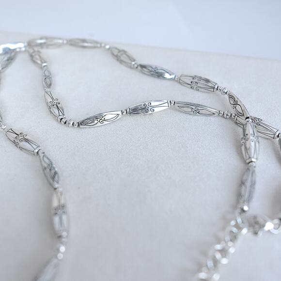 Brighton Marrakesh Long Necklace Silver Plated Etched Retired 38-40" Adjustable - Picture 7 of 7